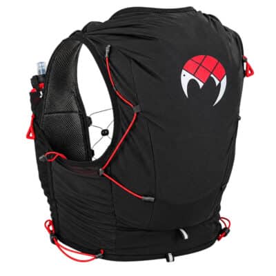 Product 28 Orga RR Tera running vest back view with rear storage compartment and red elastic cords